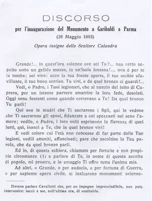 Guerci Cornelio - Discorso per l'inaugurazione del monumento a Garibaldi a
